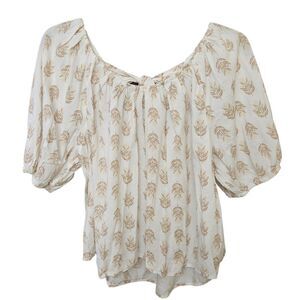 Old Navy‎ Cream Short Sleeve Festival Puffy Sleeve Whimsigoth Top Sz Lg